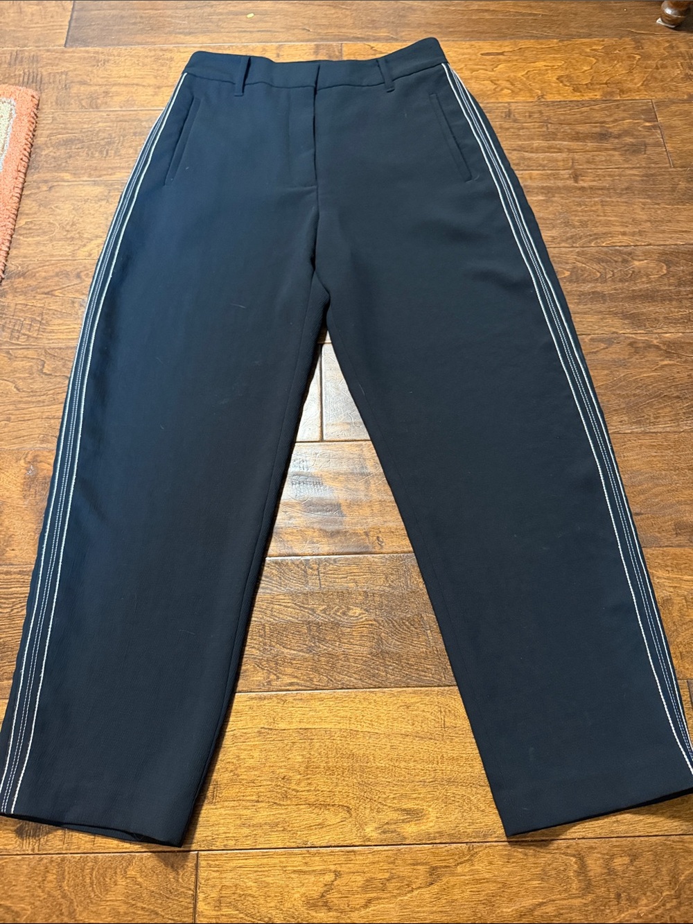 Aritzia Wilfred Black Side Striped Crop Trouser, size 10